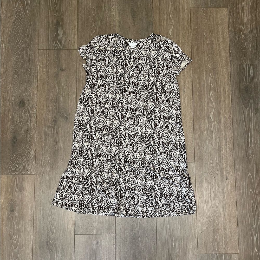 J.Jill Brown Creme Printed A-Line Dress - Size S